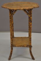 19thC Chinoiserie bamboo octagonal side table with undershelf, H73cm