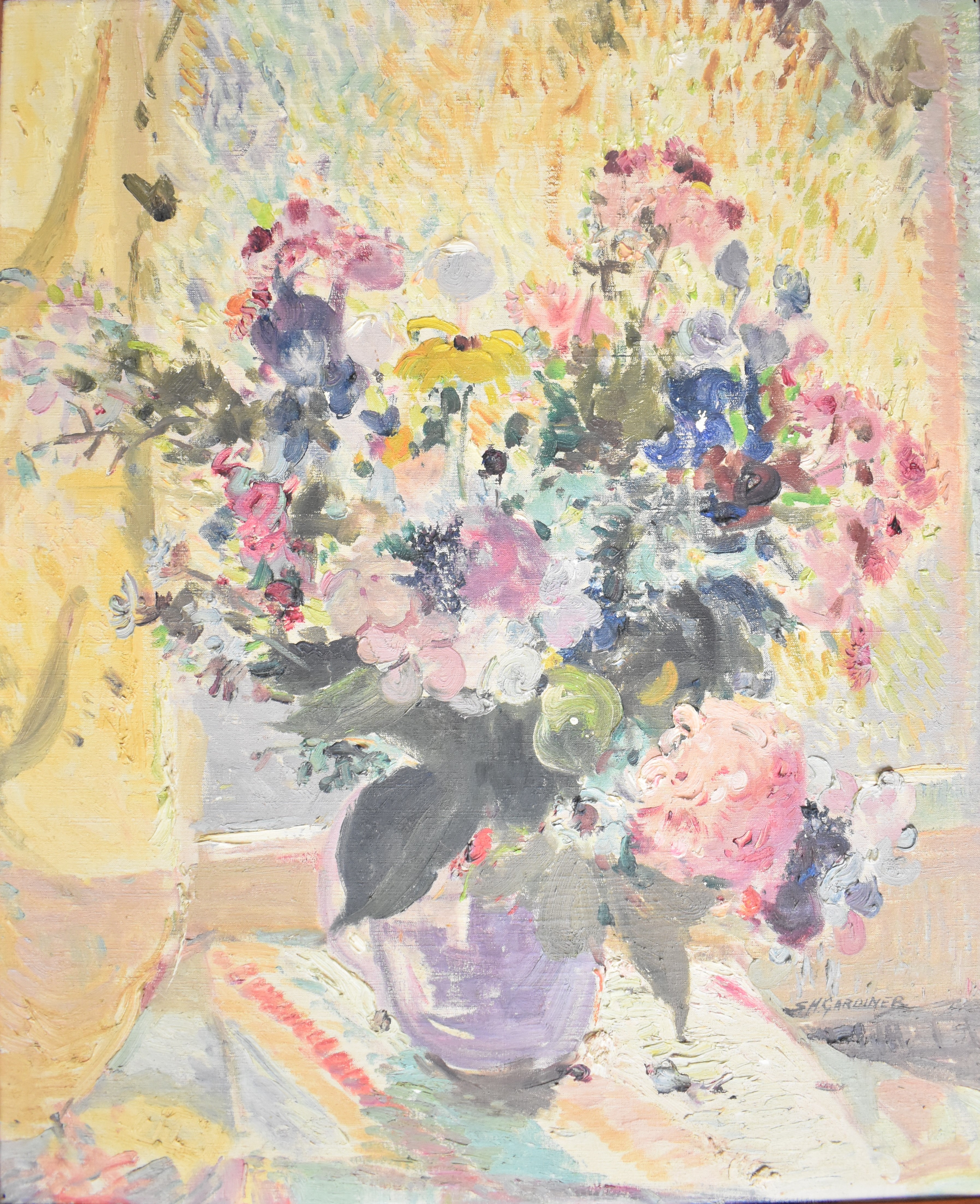 Stanley Horace Gardiner (1887-1952) oil on canvas still life study of flowers, signed lower right,