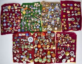 Approximately 250 pin badges including British Red Cross, British Bonsai Society, The Royal