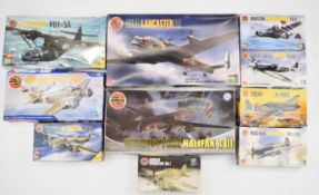 Ten Airfix 1:72 scale plastic model World War 2 aircraft kits to include Hawker Hurricane 02067,