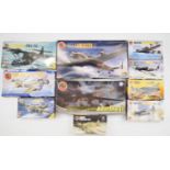 Ten Airfix 1:72 scale plastic model World War 2 aircraft kits to include Hawker Hurricane 02067,