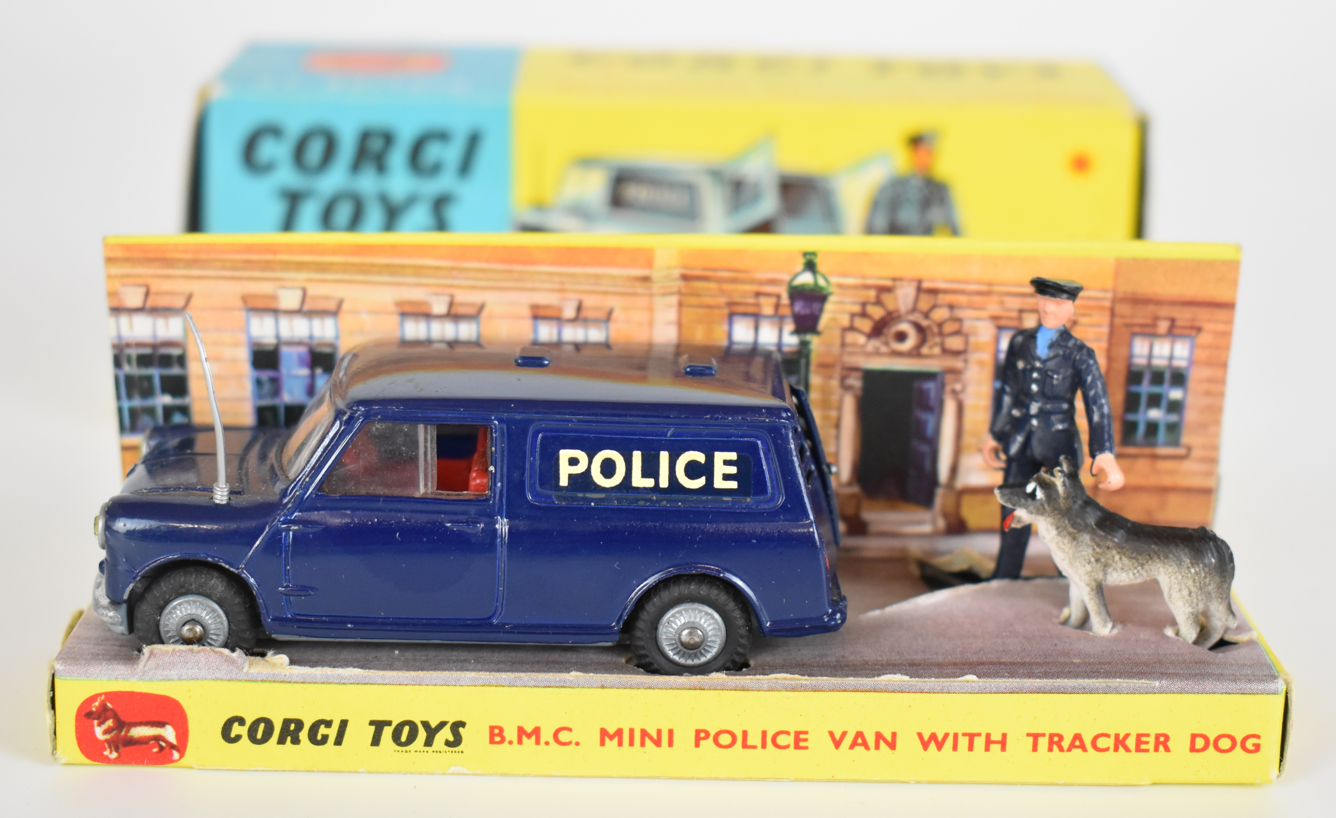 Corgi Toys diecast model BMC Mini  Police Van with blue body, red interior, aerial, silver hubs, - Image 2 of 3