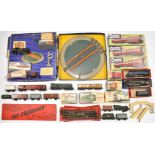 A collection of 00 gauge model railway items to include five Hornby locomotives, carriages, track