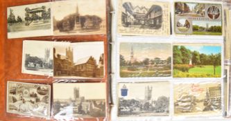 Postcard album of Gloucester, Stroud, military and topographical interest cards including good