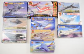 Ten Airfix 1:72 scale plastic model jets to include Lockheed F-117A Nighthawk 05033, Panavia Tornado