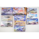 Ten Airfix 1:72 scale plastic model jets to include Lockheed F-117A Nighthawk 05033, Panavia Tornado