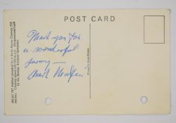 Charlie Chaplin (1889-1977) autographed postcard, signed 'Thank you for a wonderful journey, Charles