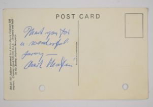 Charlie Chaplin (1889-1977) autographed postcard, signed 'Thank you for a wonderful journey, Charles