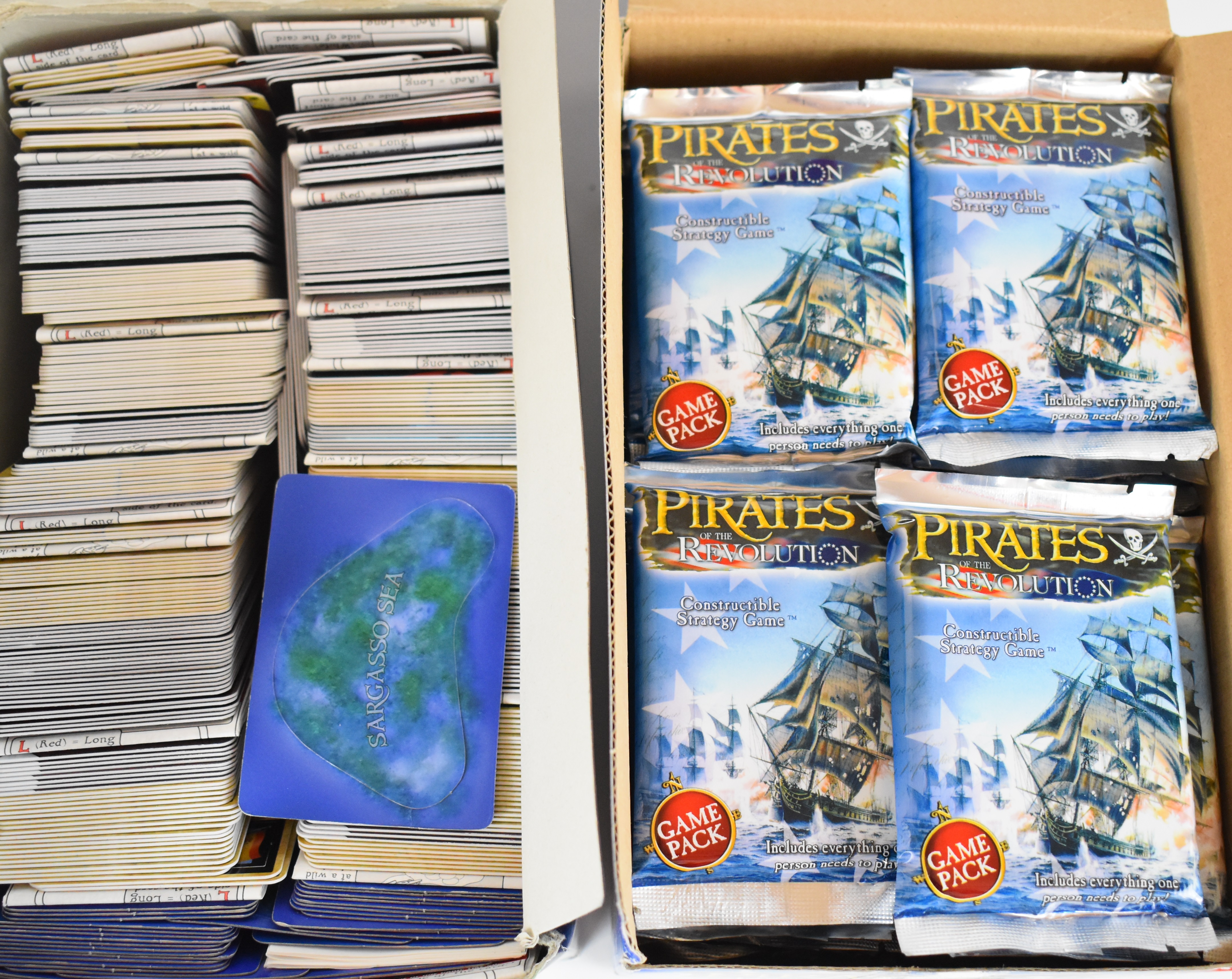 A box of WK Games / Wiz Kidz Pirates of the Revolution constructible strategy gaming cards - Image 2 of 2