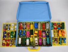 Forty-eight Matchbox Superfast diecast model cars with vinyl collector's carry case.