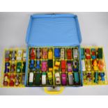 Forty-eight Matchbox Superfast diecast model cars with vinyl collector's carry case.