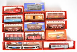 Thirteen Rivarossi H0 gauge American box cars and wagons to include Norfolk & Western, Soo Line,