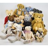 Sixteen artist / studio Teddy bears including Robin Rive, Hazeley Bears, Cotswold Bear Co and