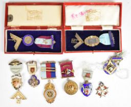 Nine various hallmarked silver and enamel Masonic and similar jewels or medals, including Avon,