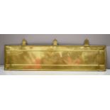 Brass panel with hinged suspension loops, possibly to suit fireplace, 30 x121cm