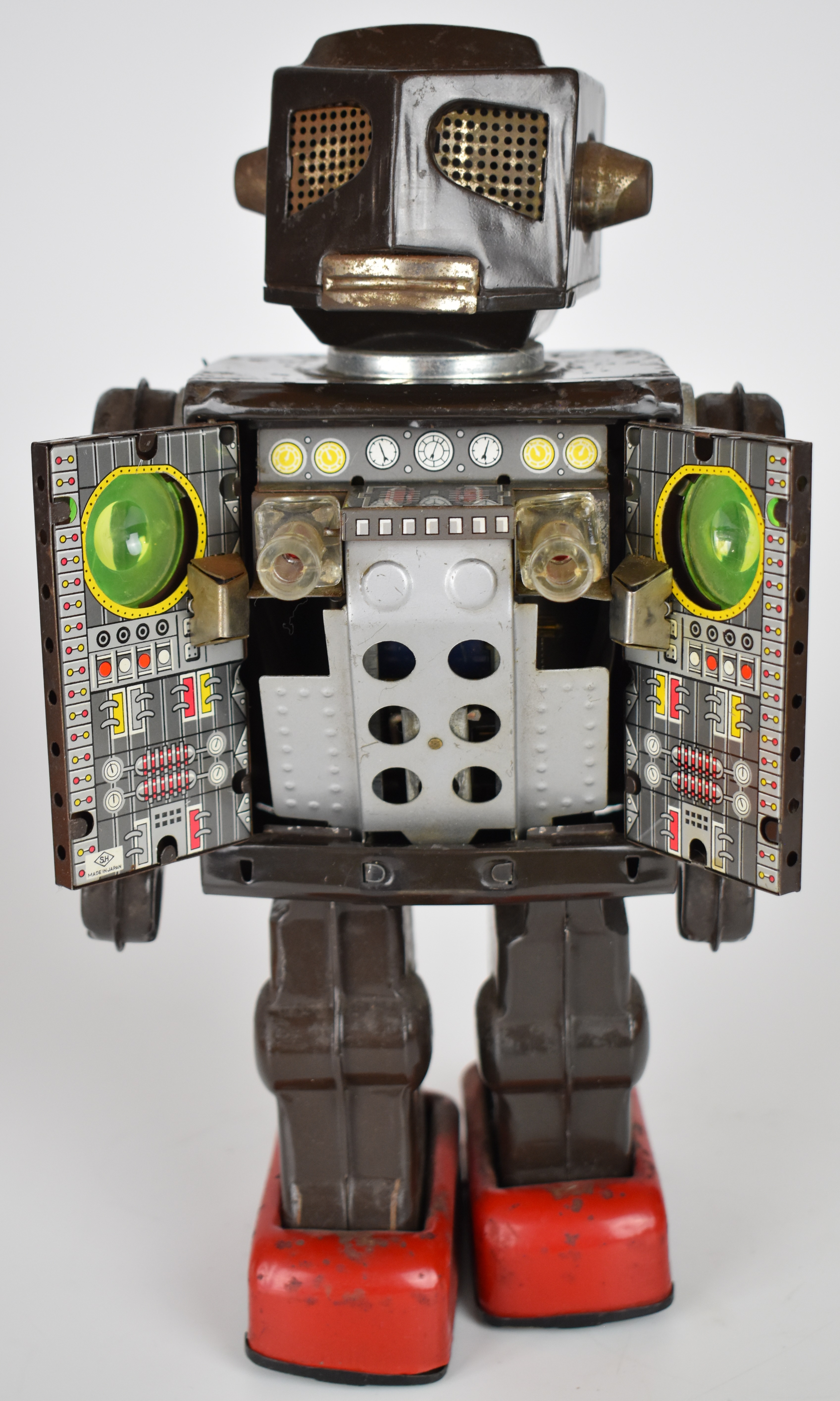 Japanese battery operated tinplate 'Attacking Martian' robot by Horikawa (SH Toys), height 28cm, - Image 3 of 11