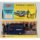 Corgi Toys diecast model BMC Mini  Police Van with blue body, red interior, aerial, silver hubs,