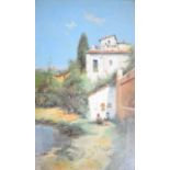 Late 19th or early 20thC Continental school oil on canvas possibly Spanish townscape, buildings with