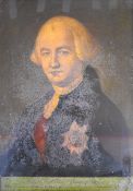Georgian mezzotint on glass 'Baron Lord Clive, Baron of Playsey, Major, Major General in the East