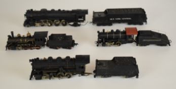 Four H0 scale Tenshodu and Mantua painted brass American steam locomotives to include New York