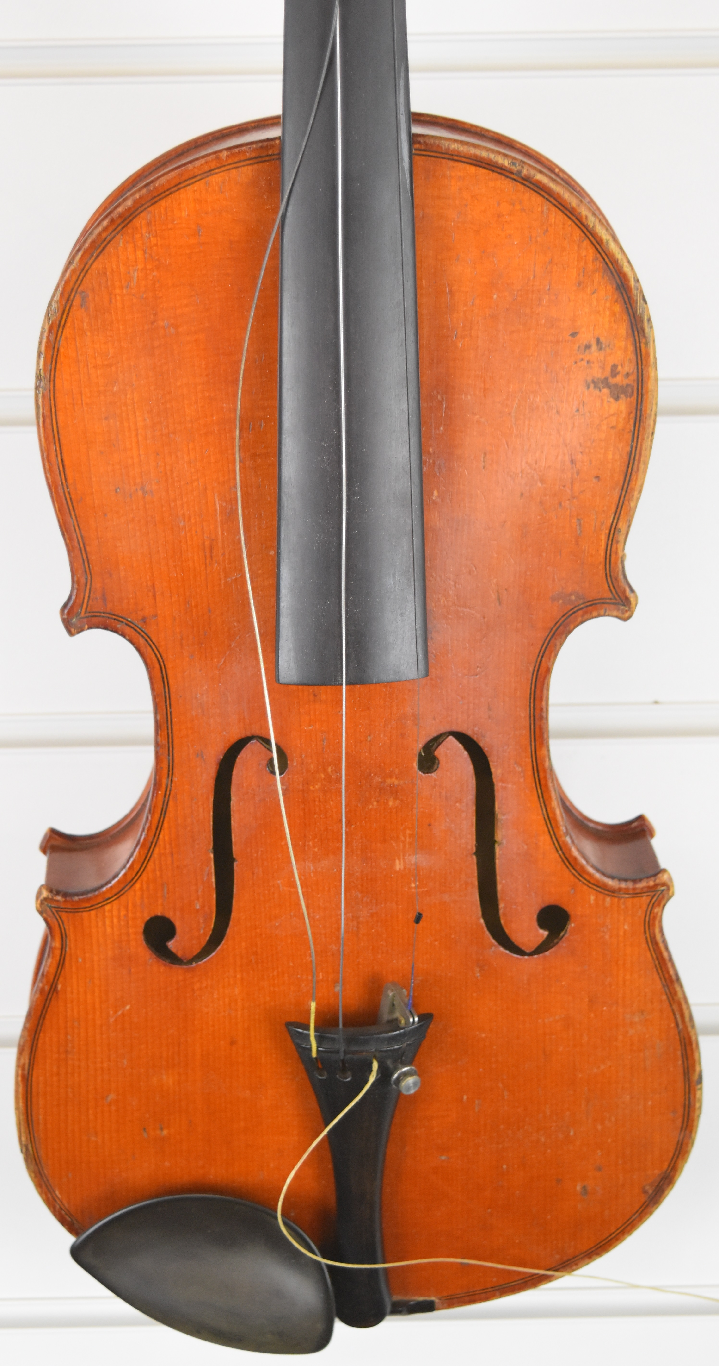 Unnamed 19th century violin with 35.5cm single piece back, in fitted case with bow - Image 2 of 14