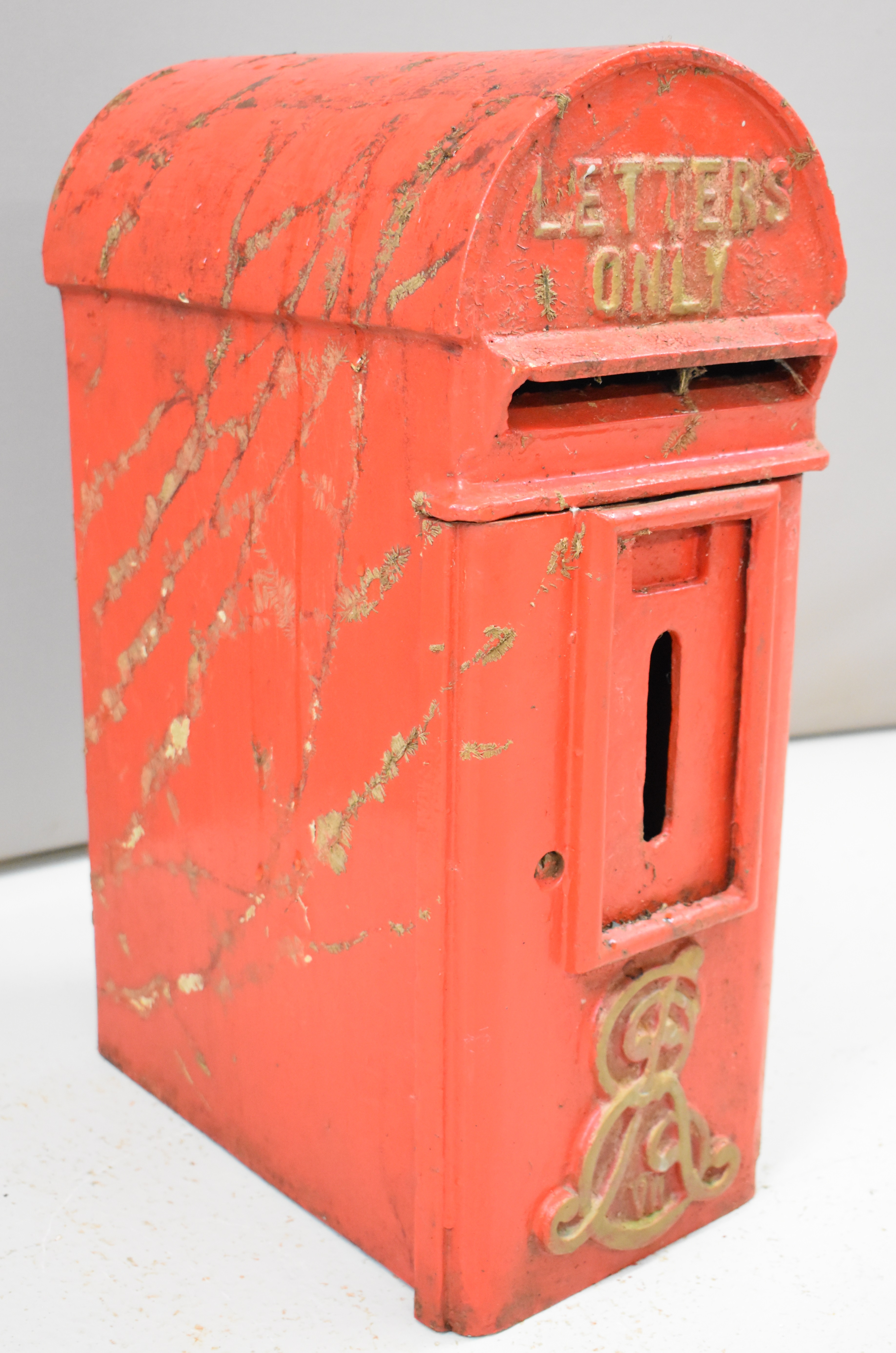 Edward VII style cast iron lamp post mounted letter box with ER VII cypher to lower portion of door, - Image 2 of 9