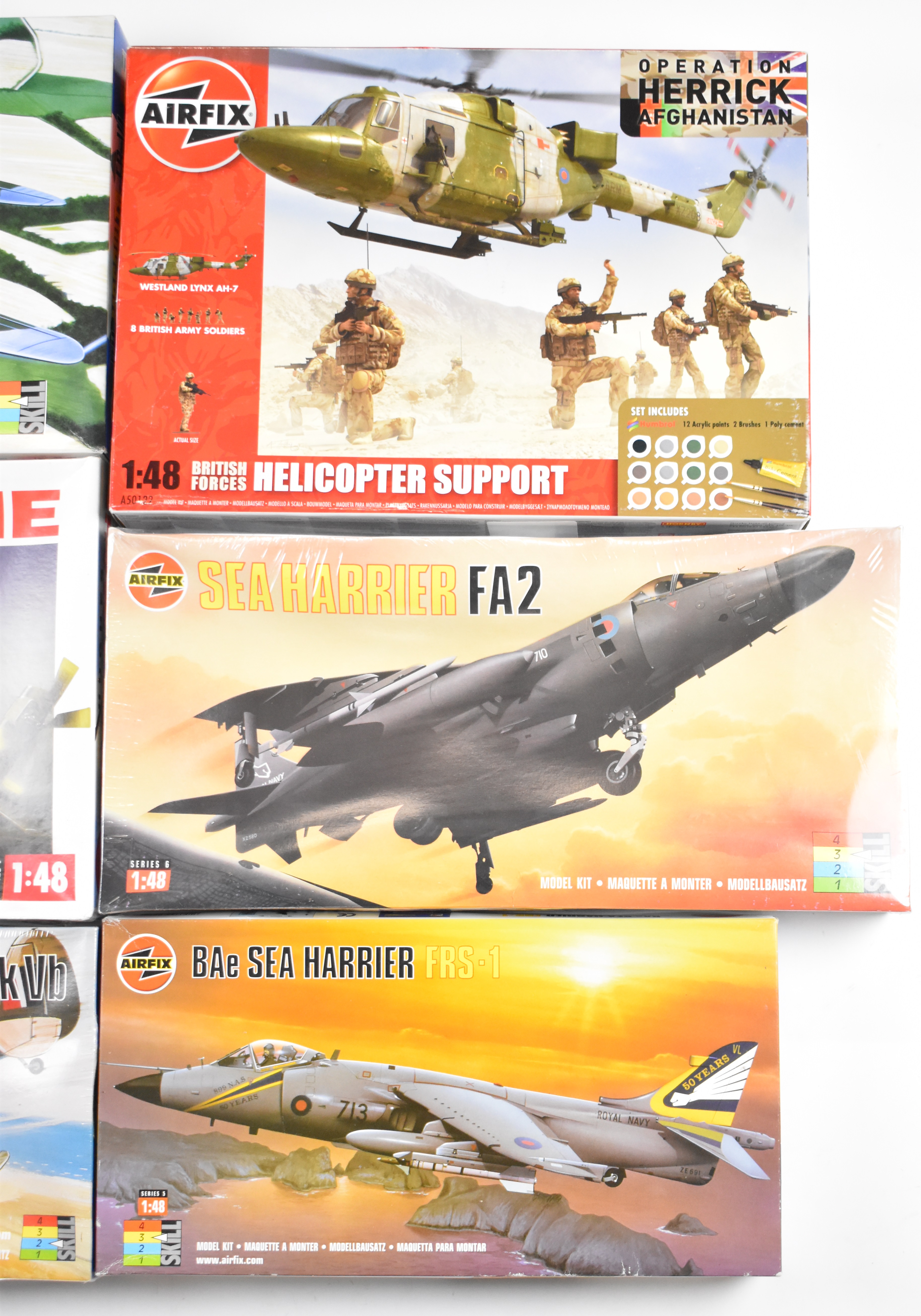 Six Airfix 1:48 scale plastic model aircraft kits to include BAe Sea Harrier FRS-1 05101, Sea - Image 3 of 4