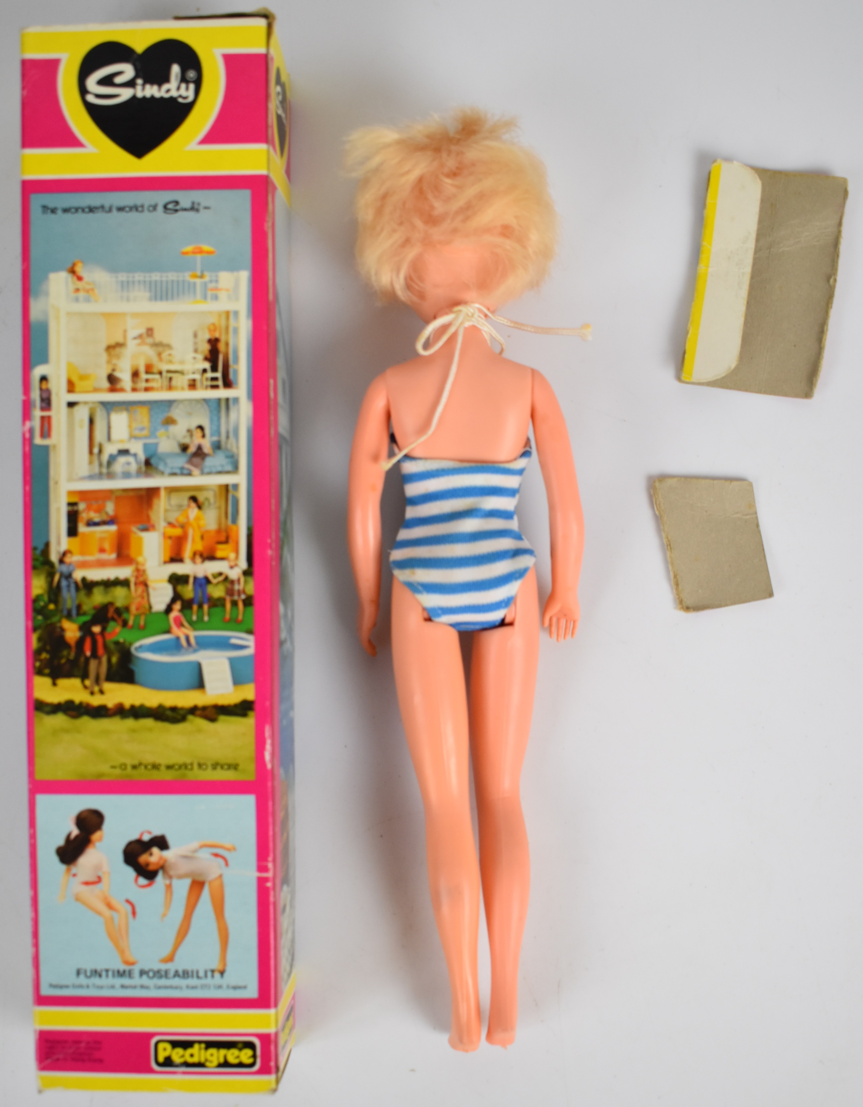 Pedigree Sunshine Sindy with short blonde hair and blue striped swimsuit, 44713, in original box. - Image 2 of 2