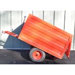 Single axle gravity / lever operated box tipping trailer, the body W82 x L108 x H60cm, overall W82 x