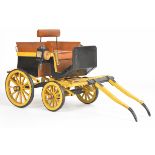 Mid 20th century scratch built folk art or similar model of a horse drawn dog cart, with leather