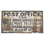 Vintage enamel Post Office advertising sign by Chromo Wolverhampton, 36 x 66cm, being sold by the