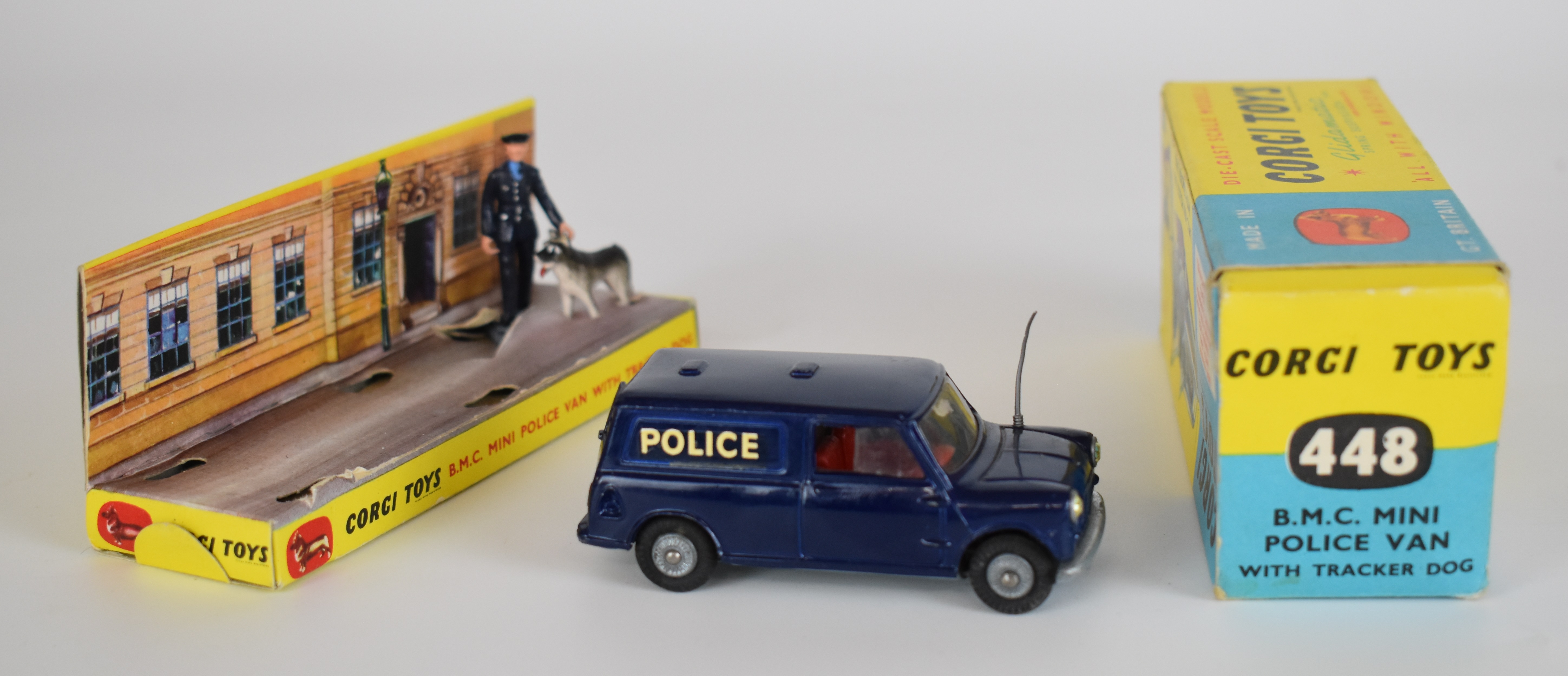 Corgi Toys diecast model BMC Mini  Police Van with blue body, red interior, aerial, silver hubs, - Image 3 of 3