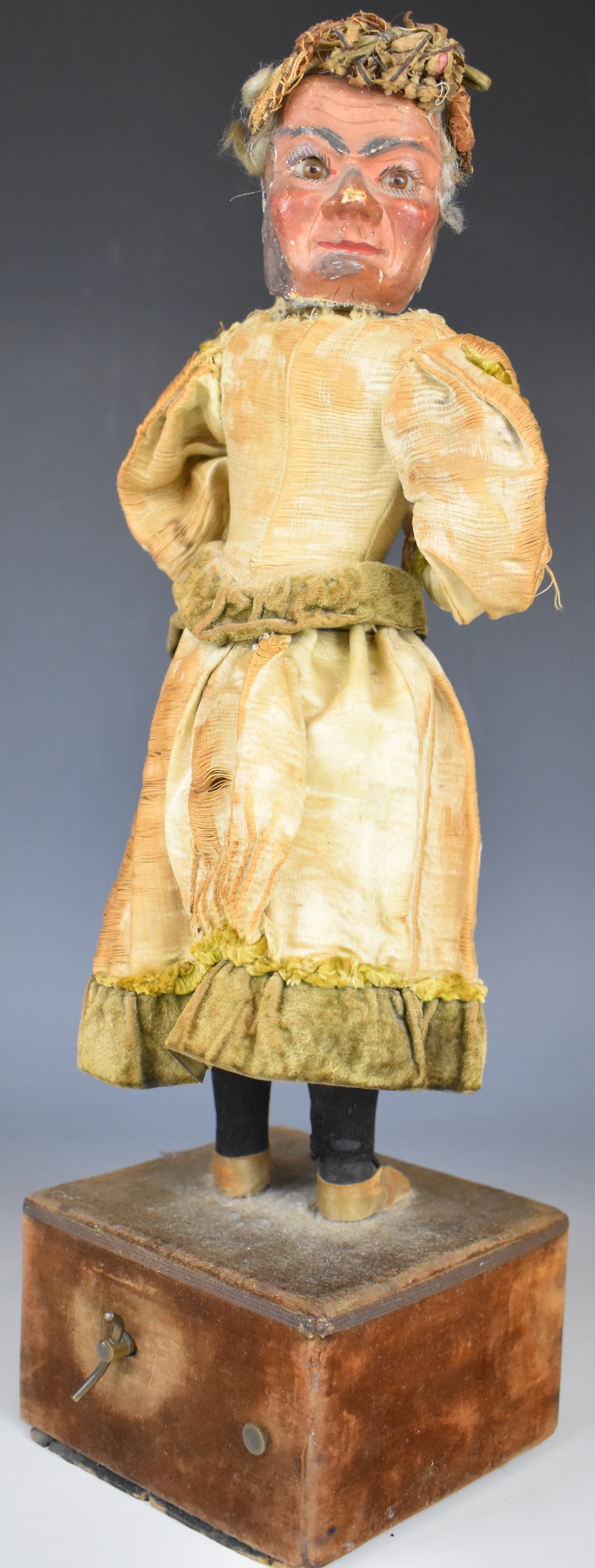 19th century likely French Renou automaton model of a doll, with bisque or similar face and lower - Image 3 of 12