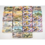Twenty-two Airfix 1:72 scale plastic model tanks and similar vehicle kits to include T34 Tank 01316,