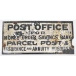 Vintage enamel Post Office advertising sign, 30.5 x 66cm, being sold by the now closed Bath Postal