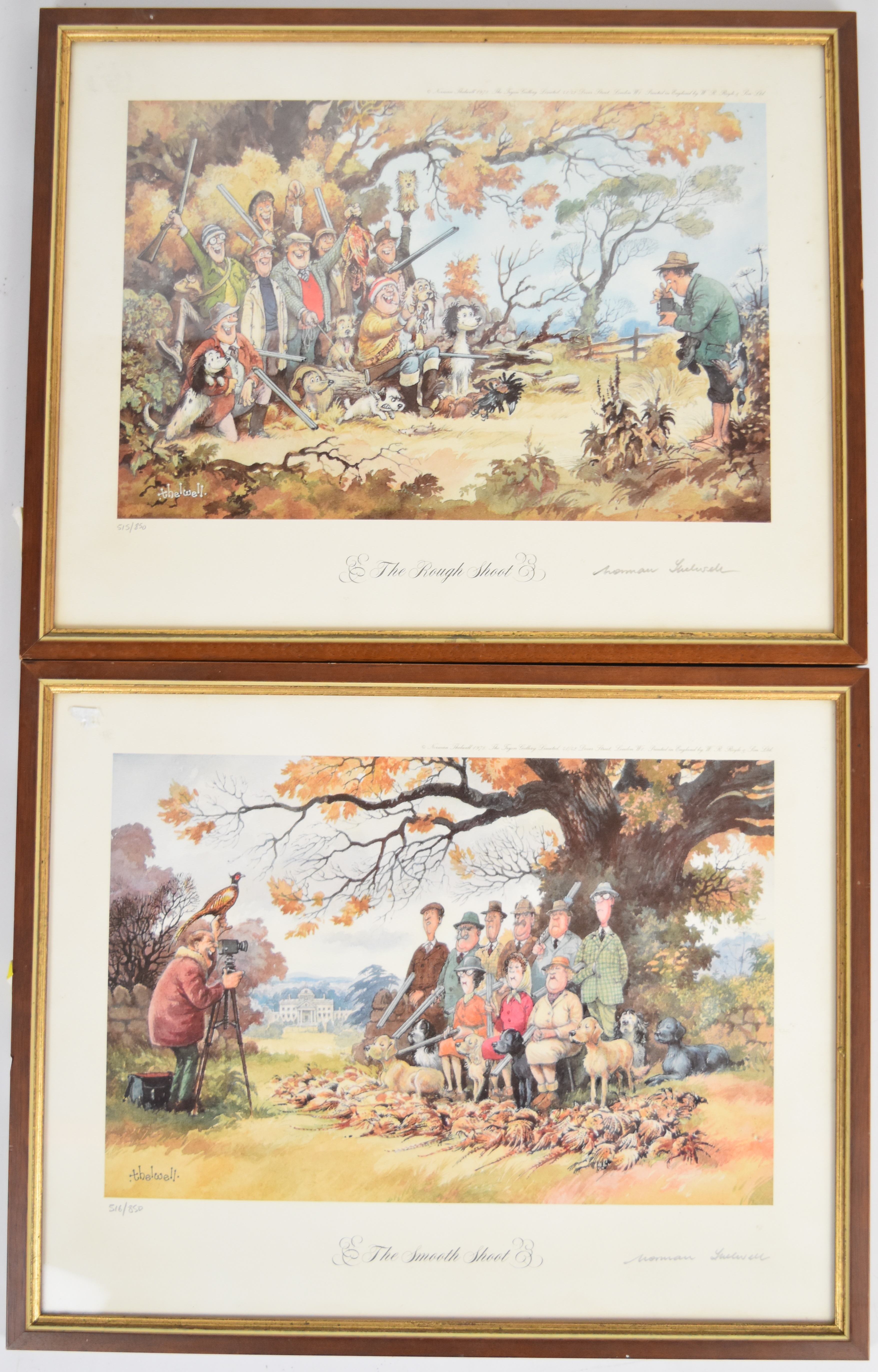 Two Norman Thelwell signed limited edition of 850 prints 'The Smooth Shoot' and 'The Royal Shoot',