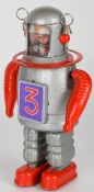 Japanese clockwork tinplate 'Astro Scout' robot by Yonezawa (Japan), height 23cm.