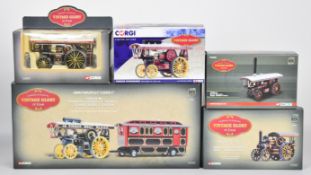 Five Corgi Vintage Glory of Steam 1:50 scale diecast model Showman's engines to include Fowler B6 Le