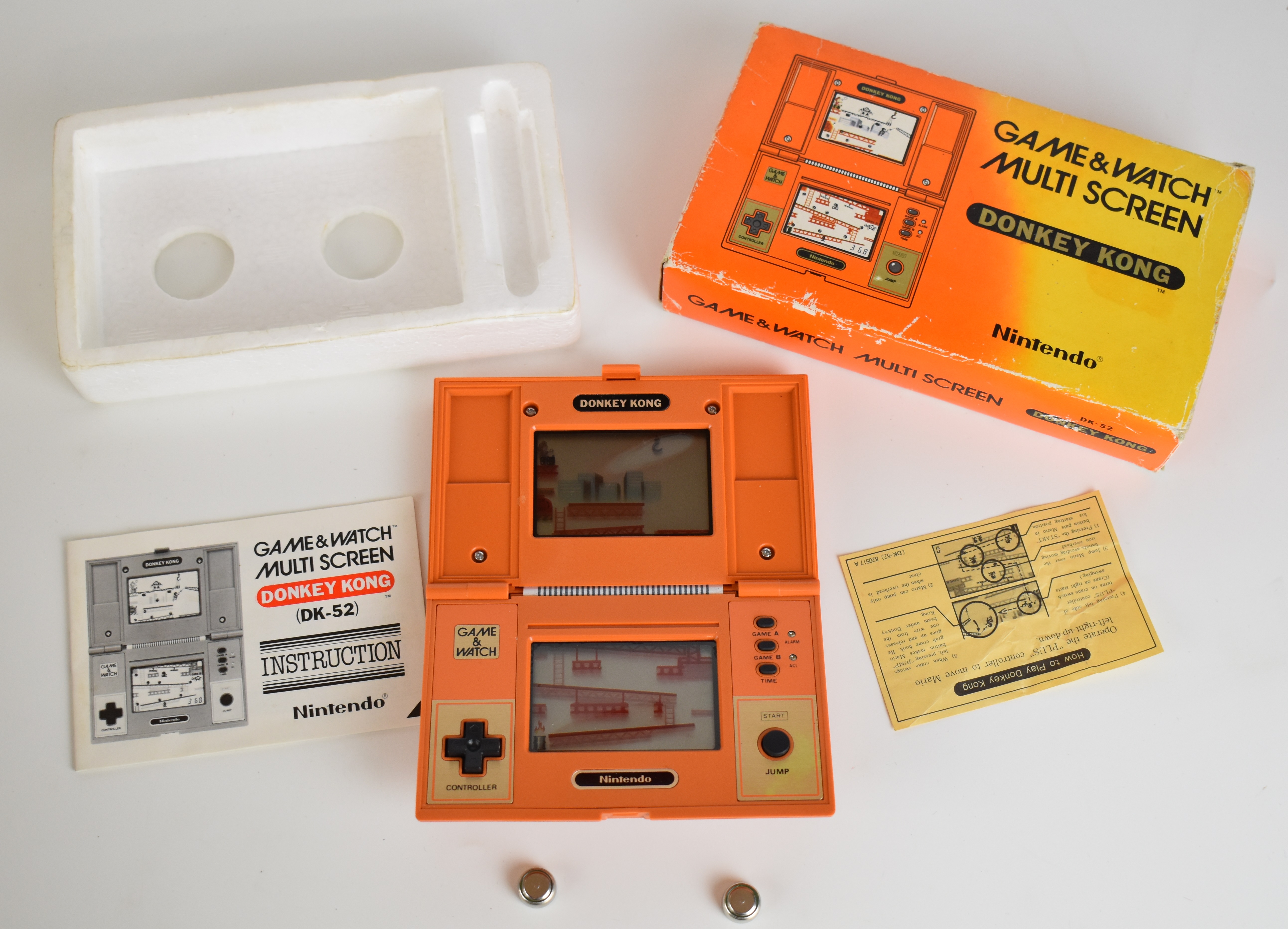 Nintendo Donkey Kong Multi Screen Game & Watch, DK-52, 1982, in original box with instructions.