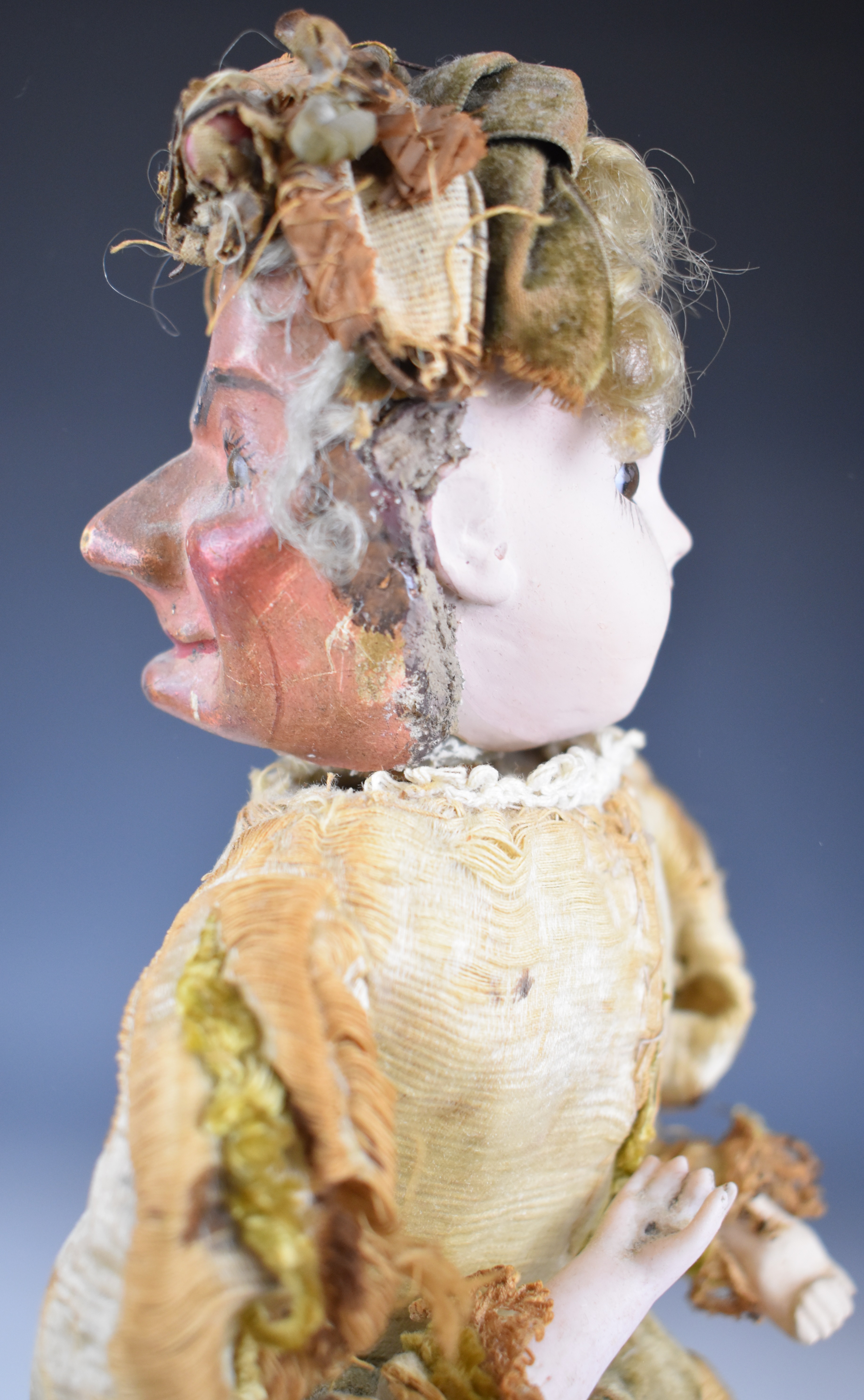 19th century likely French Renou automaton model of a doll, with bisque or similar face and lower - Image 8 of 12