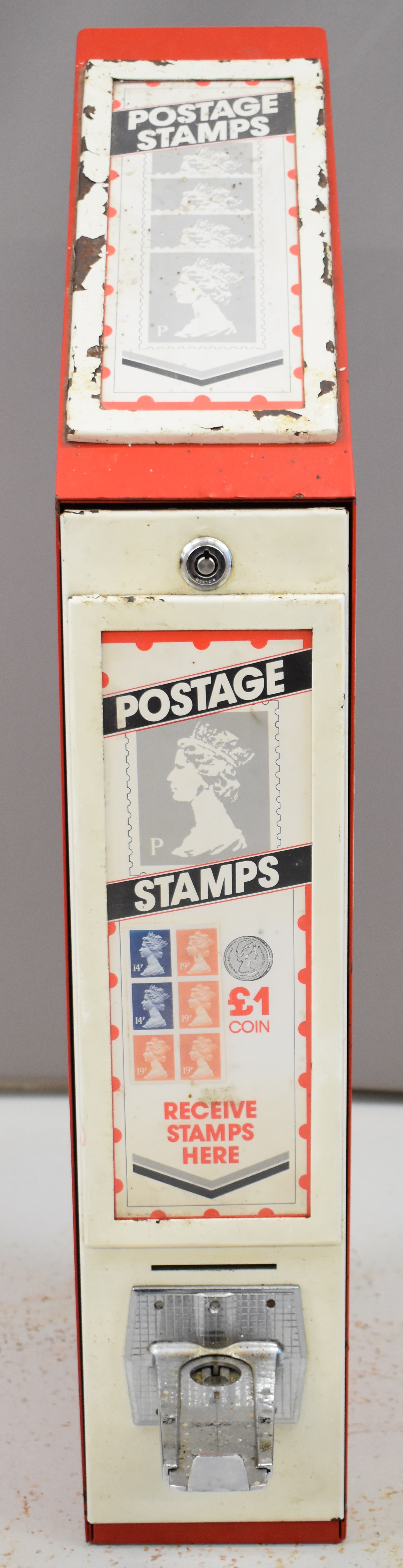 Royal Mail coin operated stamp dispensing machine, overall height 71cm