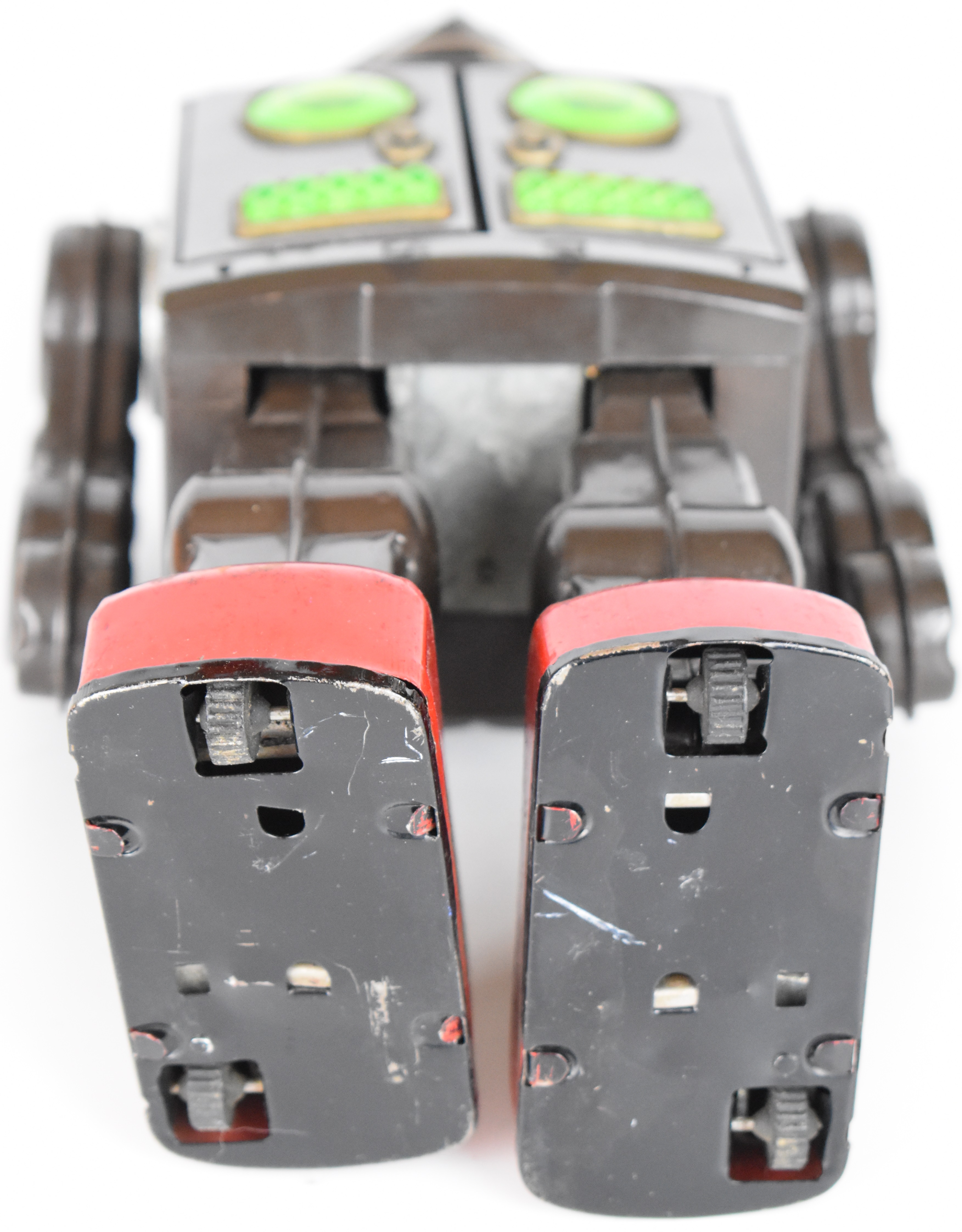 Japanese battery operated tinplate 'Attacking Martian' robot by Horikawa (SH Toys), height 28cm, - Image 7 of 11