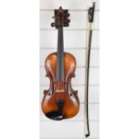 19th century violin labelled 'Jacobus Stainer in Absam Prope Oenipontum 1776', with 35.2cm two piece