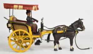 Mid 20th century scratch built folk art or similar model of a horsedrawn Paris Chaise gig or cart,