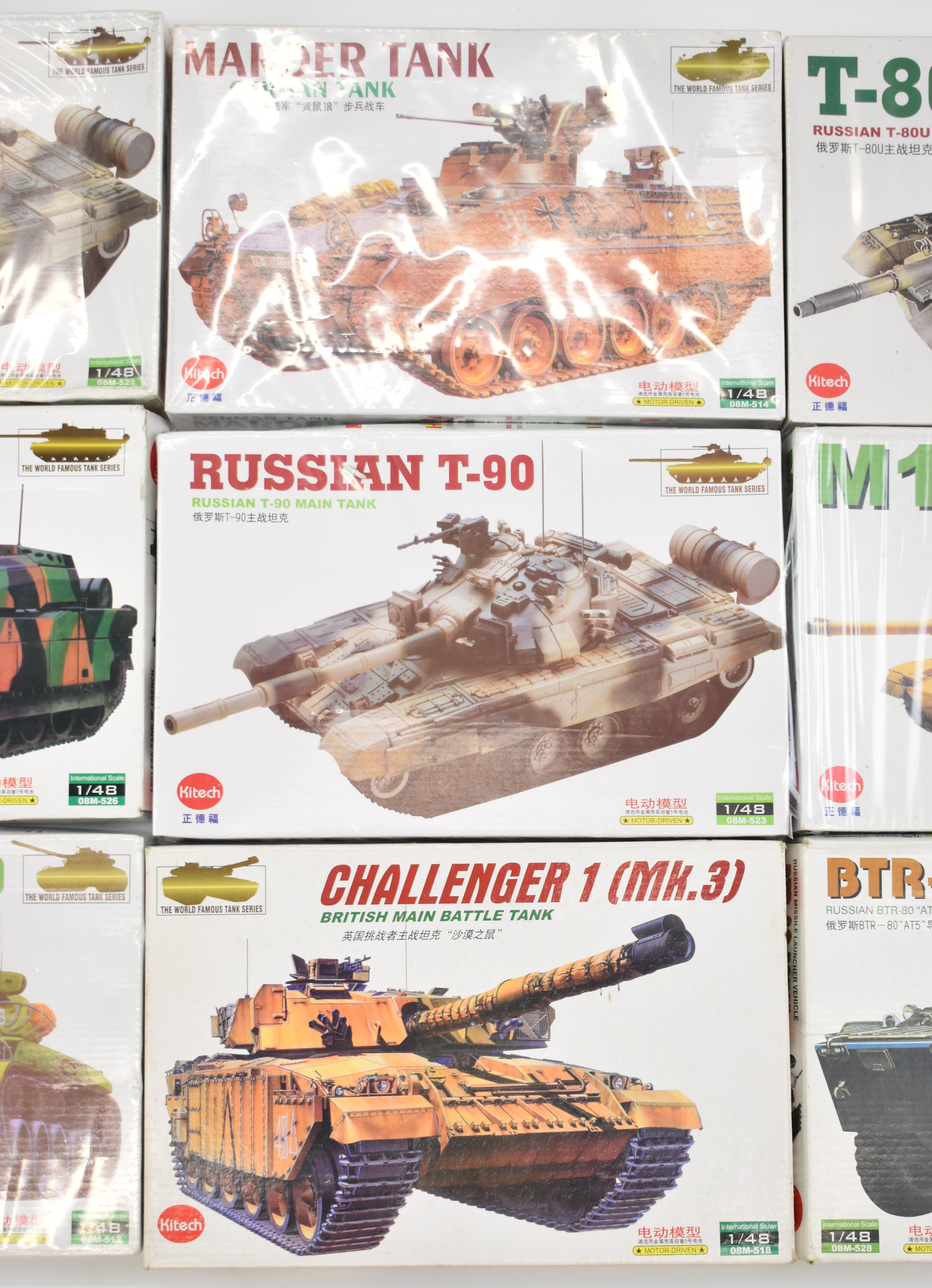 Nine Kitech World Famous Tank Series 1:48 scale motor driven plastic model kits to include Russian - Image 3 of 4