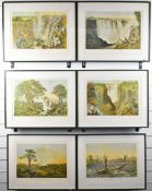 Set of six prints after T Baines of African scenes to include Victoria Falls, each 32.5 x 43cm, in