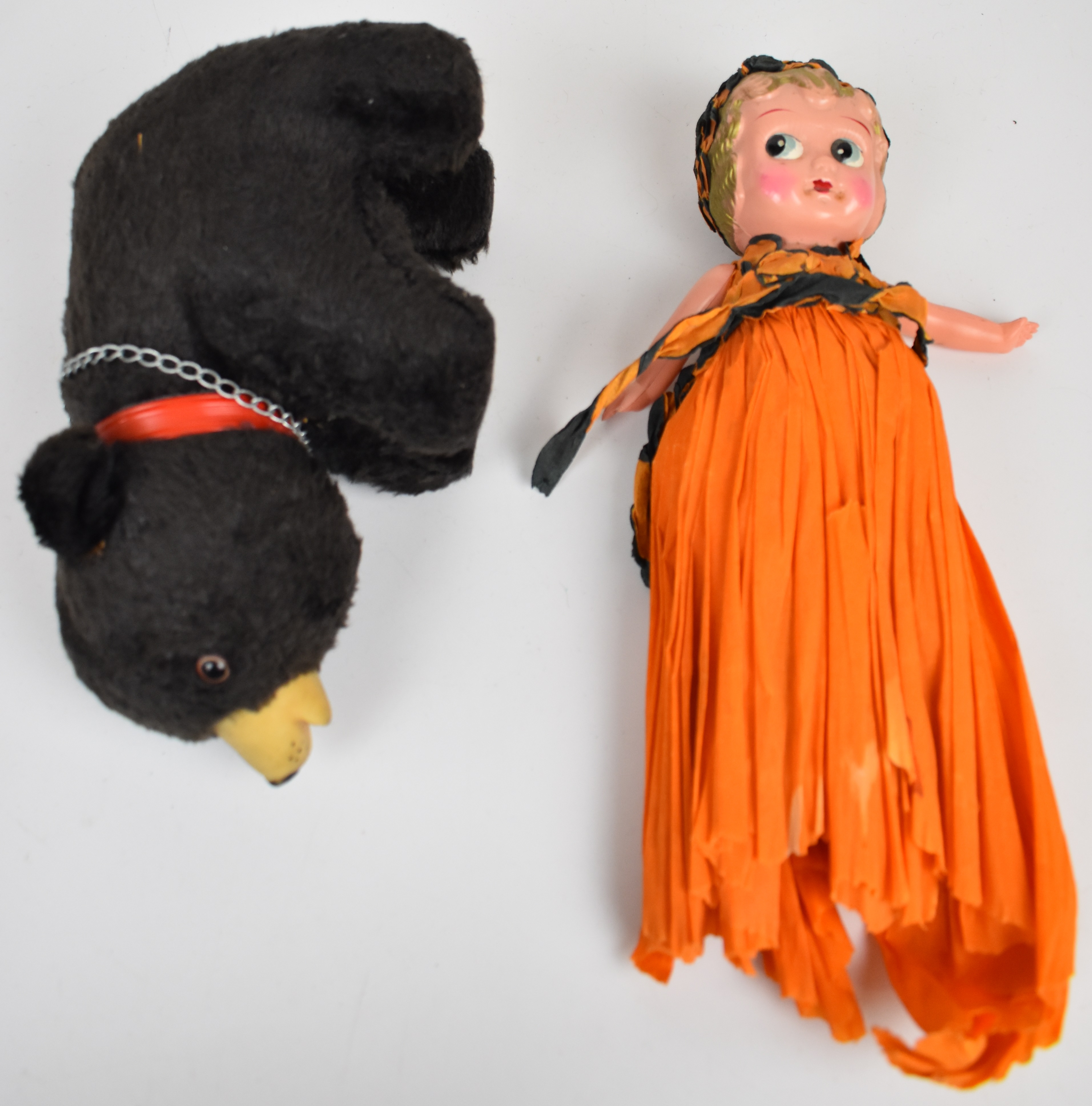 Five vintage Steiff, Merrythought and similar plush toys together with a 1930's celluloid doll in - Image 4 of 5