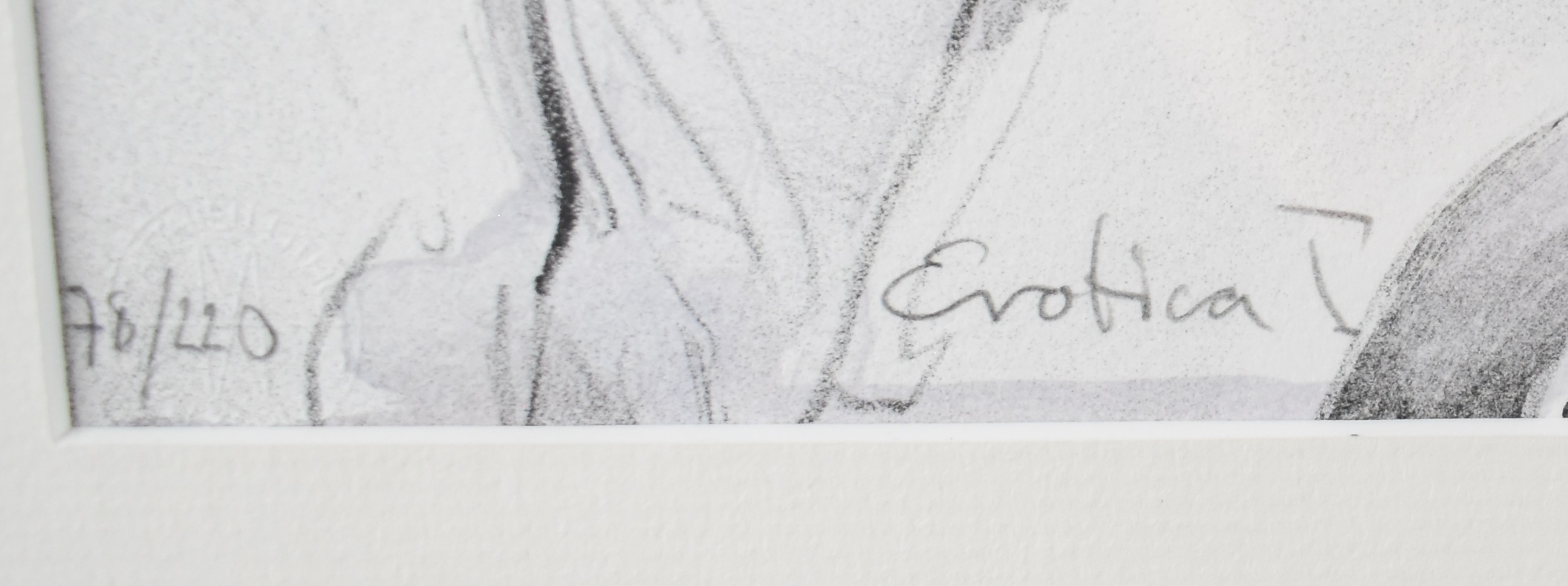 Jurgen Gorg (German, born 1951) signed limited edition (78/220) etching Erotica I, titled, - Image 3 of 4