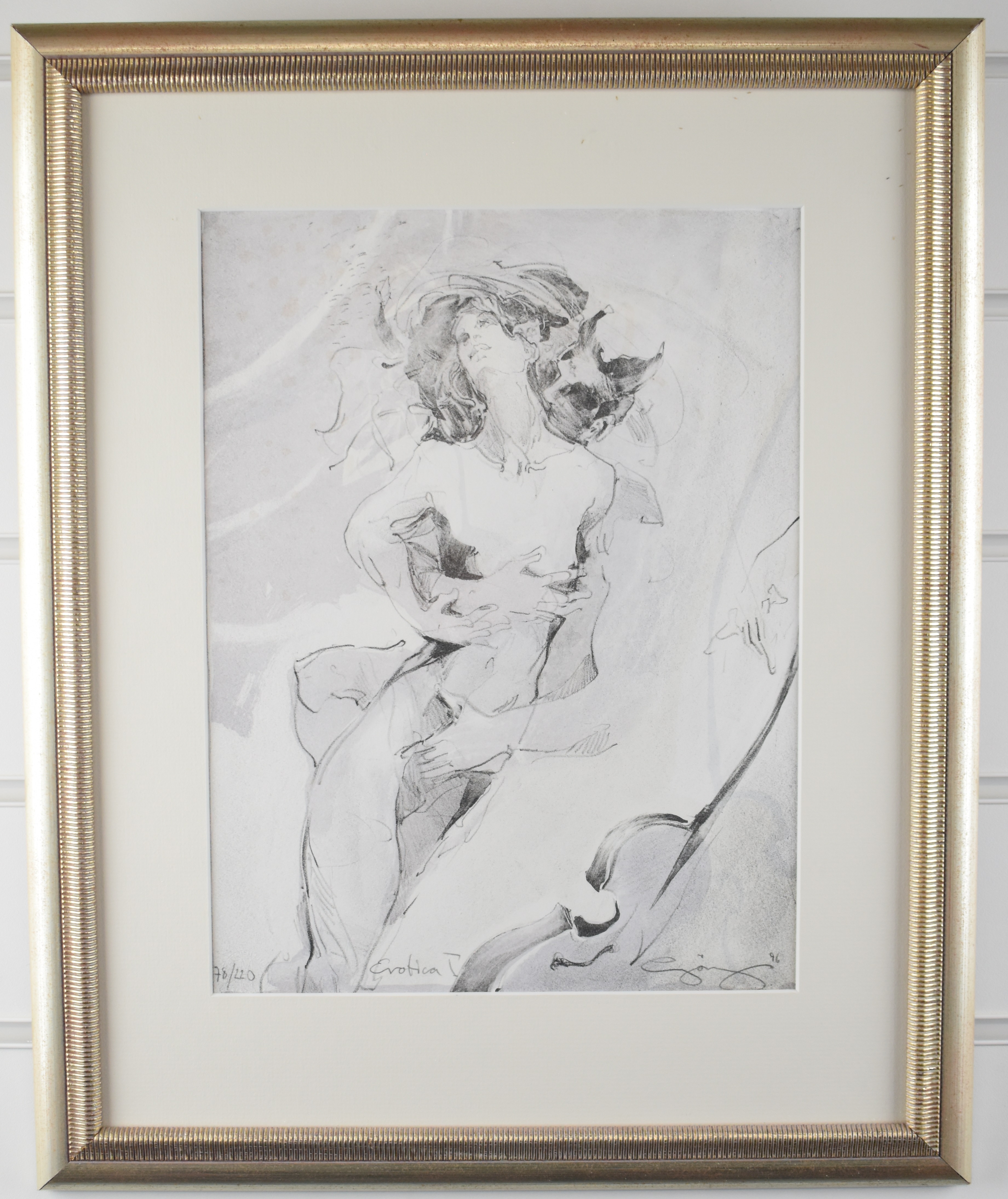 Jurgen Gorg (German, born 1951) signed limited edition (78/220) etching Erotica I, titled, - Image 2 of 4