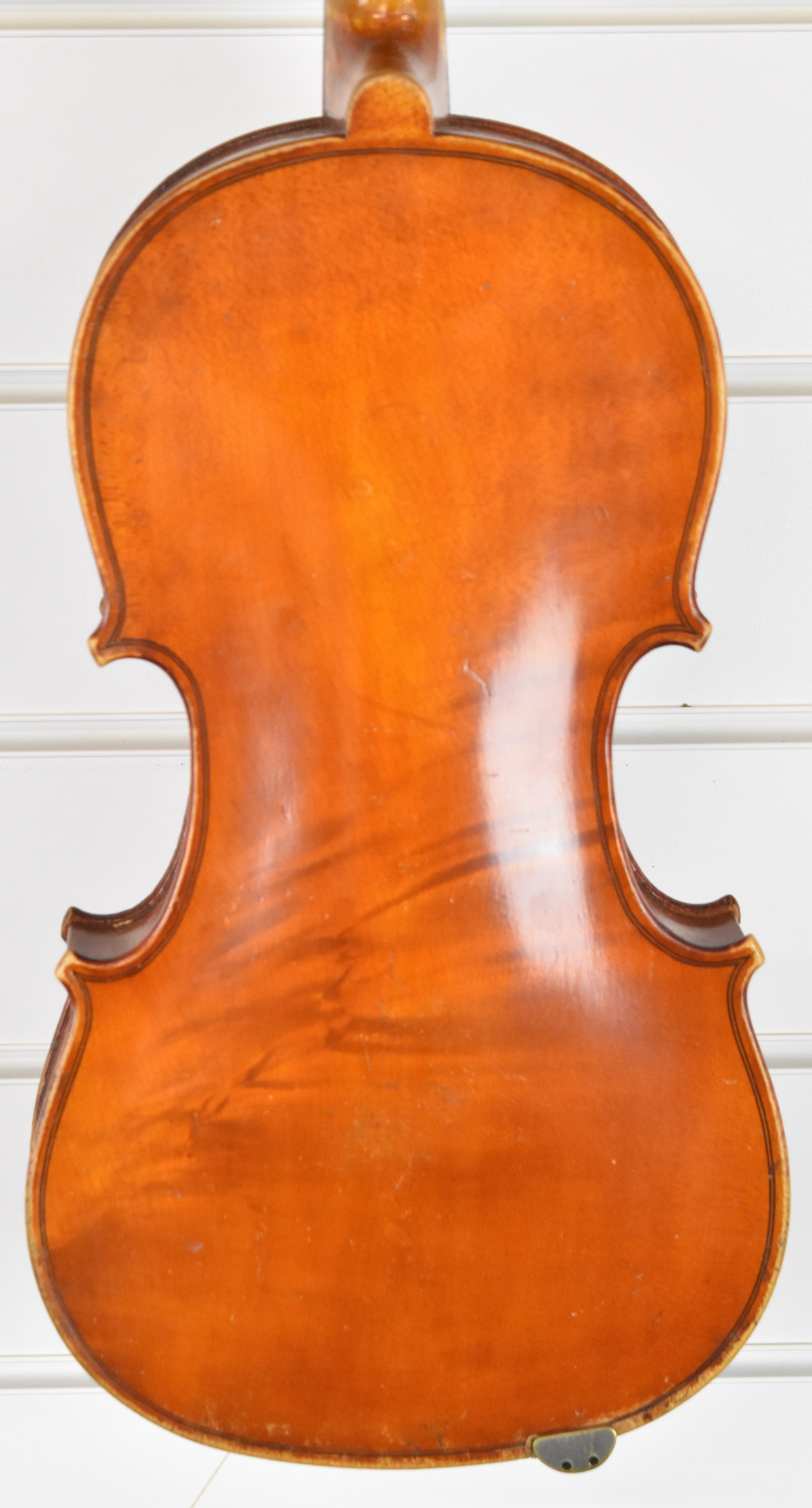 Unnamed 19th century violin with 35.5cm single piece back, in fitted case with bow - Image 5 of 14